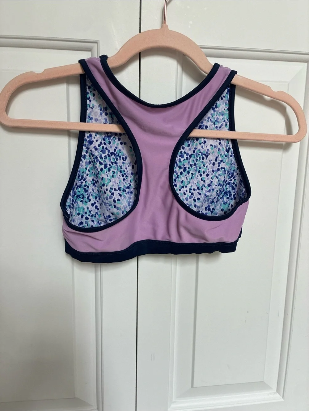 Eddie Bauer reversible Lilac Girls' Two-Piece Swim Set with Navy Trim